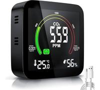 Rilevatore di Fumo Connesso Monitor Qualità Rilevatore CO2 5 in 1, focombance Rilevatore di CO2 Allarme Antincendio Co2 Rilevatore di Gas Allarme Collegato Monitor di Anidride carbonica CO2 Monitor