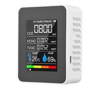 Rilevatore di gas, Monitor a qualità 'aria 5 in 1 TVOC HCHO Temperatura Umidità Misuratore di CO2, rilevatore ricaricabile tramite USB per lavoro, casa(White)