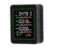 Rilevatore di gas, Rilevatore di gas formaldeide Tuya WIFI 5 in 1, anidride carbonica/TVOC/temperatura e umidità, monitor digitale a qualità 'aria da 2000 mAh per lavoro, casa(Black)