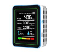 Rilevatore di gas, Rilevatore di qualità 'aria PM2.5 PM10 Contatore di particelle CO CO2 Tester di temperatura e umidità(White 5 in 1)