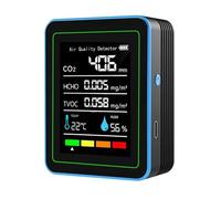 Rilevatore di gas, Rilevatore di qualità 'aria PM2.5 PM10 Contatore di particelle CO CO2 Tester di temperatura e umidità(Black 5 in 1)