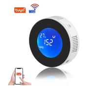 Rilevatore di gas, Sensore di gas naturale Wi-Fi Tuya Smart Alarm Rilevatore perdite Fuoco Temperatura LCD digitale for cucina domestica per lavoro, casa(WHITE)
