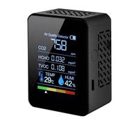 Rilevatore Di Monitoraggio Della Qualità Aria Tuya 6In1 WiFi Smart CO2 PM2.5 TVOC CH2O Umidità Temperatura Telecomandi APP For Cellulare Monitoraggio Multifunzione(5In1 Black)