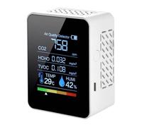 Rilevatore Di Monitoraggio Della Qualità Aria Tuya 6In1 WiFi Smart CO2 PM2.5 TVOC CH2O Umidità Temperatura Telecomandi APP For Cellulare Monitoraggio Multifunzione(5In1 White)