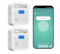 Rilevatore di Monossido di Carbonio Smart, Allarmi per Monossido di Carbonio con WiFi per la Casa, Monitor Remoto APP per Rilevatore di Allarme CO con Batteria di 10 Anni, Compatibile Alexa. 2PCS