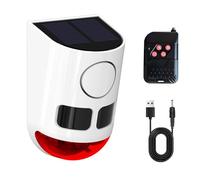 Rilevatore di movimento con luce stroboscopica solare: cane che abbaia e suono di arma da fuoco, 13 tipi di allarme di riproduzione in loop, 130 db Noise Maker, 4 modalità di lavoro, impermeabile per