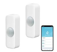 Rilevatore di movimento Smart, WiFi Rilevatore di movimento PIR a infrarossi per sistema di allarme, sensore di contatto con monitoraggio remoto dell'app, Notifica di allerta, Compatibile Alexa. 2PCS