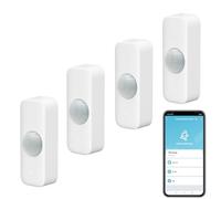 Rilevatore di movimento Smart, WiFi Rilevatore di movimento PIR a infrarossi per sistema di allarme, sensore di contatto con monitoraggio remoto dell'app, Notifica di allerta, Compatibile Alexa. 4PCS