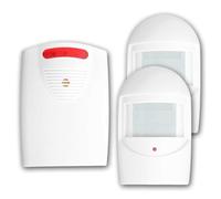 Rilevatore di passaggio wireless con 2 sensori PIR, portata 120 m, volume 90 dB, area di rilevamento 8 m, angolo di rilevamento 75°, montaggio a parete, per uso interno ed esterno