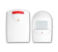 Rilevatore di passaggio wireless con sensore PIR, portata 120 m, volume 90 dB, area di rilevamento 8 m, angolo di rilevamento 75°, montaggio a parete, per uso interno ed esterno