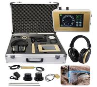 Rilevatore di perdite d'acqua sotterraneo di precisione con cuffie, rilevamento profondo fino a 4 m, touch screen migliorato per uso interno ed esterno, include scatola in lega