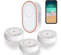 Rilevatore di Perdite d'Acqua WiFi 3 Pezzi, Allarme Idrico Intelligente per Perdite e Gocciolamenti, Kit Casa Smart con Sensori Espandibili, per Cucina/Bagno/Lavandino/Lavanderia/Allagamento