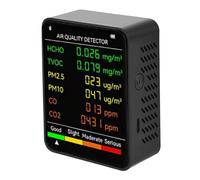Rilevatore Di Qualità Aria Portatile Multifunzionale 6 In 1 PM2.5 PM10 HCHO TVOC CO CO2 Formaldeide Monitor LCD Display A Grande Schermo Facile Da Usare(Black)