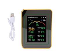Rilevatore di qualità dell'aria 15 in 1 WIFI APP Controllo CO2 HCHO TVOC PM0.3 PM1.0 PM2.5 PM10 Temperatura Umidità Data Ora Orologio Timer Tester intelligente della qualità (Nero Giallo)