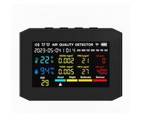 Rilevatore Gas, 10 in 1 monitor a qualità 'aria tester a formaldeide misuratore di umidità a temperatura a grande schermo allarme sonoro for interni(Noir)