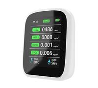 Rilevatore Gas Rilevatore Di Monitoraggio Della Qualità Aria Tuya 6In1 WiFi Smart CO2 PM2.5 TVOC CH2O Umidità Temperatura Telecomandi APP For Cellulare(8In1 Tuya WIFI White)