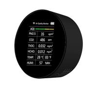 Rilevatore Gas Rilevatore Di Monitoraggio Della Qualità Aria Tuya 6In1 WiFi Smart CO2 PM2.5 TVOC CH2O Umidità Temperatura Telecomandi APP For Cellulare(7In1 Tuya Black)