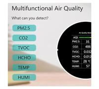 Rilevatore Gas Tuya WiFi Rilevatore Di Qualità Aria 7 In 1 PM2.5 TVOC CO2 HCHO Umidità Temperatura AQI Home Office Monitor Della For Auto(Black-No WiFi)