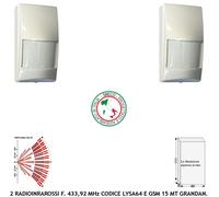 Rilevatore Intrusi x Antifurto Sydra GSM Pir 40VR 2 Pezzi Wireless Fr 433,92 MHz