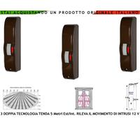 Rilevatore Movimento 3 Doppia Tecnologia Tenda Marrone Antifurto x Vano Ingresso