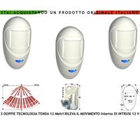 Doppia Tecnologia 3 Sensori Di Movimento Allarme ERS Portata Regolabile 12MT 12V