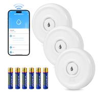 Rilevatore Perdite Acqua WiFi 3 Pezzi Sensore Acqua con Batteria 100dB Sensore Perdita Acqua Kit per Sistema di Allarme e Domotica Casa Intelligente, Rilevatore Acqua per Cucina, Bagno, Seminterrato