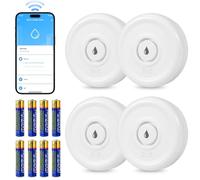 Rilevatore Perdite Acqua WiFi 4 Pezzi Sensore Acqua con Batteria 100dB Sensore Perdita Acqua Kit per Sistema di Allarme e Domotica Casa Intelligente, Rilevatore Acqua per Cucina, Bagno, Seminterrato