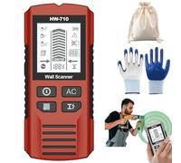 Rilevatore portatile multifunzionale in metallo e parete, scanner 5 in 1, scanner portatile per tubi metallici, display LCD HD e allarme audio, adatto per rilevare metallo, cavi, legno (rosso)