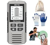 Rilevatore portatile multifunzionale per metallo e parete, scanner 5 in 1, scanner portatile per tubi metallici, display LCD HD e allarme audio, adatto per rilevare metallo, cavi, legno (argento)