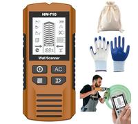 Rilevatore portatile multifunzionale per metallo e parete, scanner 5 in 1, scanner portatile per tubi metallici, display LCD HD e allarme audio, adatto per rilevare metallo, cavi, legno (marrone)