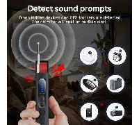 Rilevatori di telecamere nascoste, rilevatori di tracker GPS, trova dispositivi di intercettazione senza fili in auto, bagno, ufficio, hotel, tempo di funzionamento 25H Nero 1 setABS