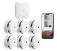 Rilevatori link + pro con centralina rf x-sense kit 6x sensori fumo link+pro a batteria sostituibile con centralina rf