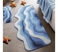 Rileygrove Breezy Weave Bath Rug, 3D Ocean Wave Tufted Carpet, Non-Slip Washable Bath Rugsfor Bathroom Bedroom, Summer & Nautical Coastal Carpet (Style 1,19.7×47.2 in/50 * 120cm)