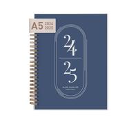 Rileys & Co 2024-2025 - Agenda settimanale accademico di 18 mesi, agenda accademica settimanale e mensile, copertina flessibile, pagine note, rilegatura a doppio filo (20 x 15 cm, blu notte)