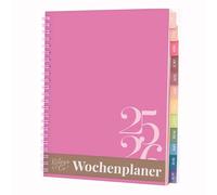 Rileys & Co Agenda settimanale 2025, quaderno dei compiti a casa, agenda scolastica, calendario 2025 2026 luglio 2025-giugno 2026, agenda per appunti, doppio filo, 20 x 15 cm, colore: rosa, classico