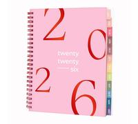 Rileys & Co Agenda settimanale 2026 fluttuante, agenda settimanale e mensile, da gennaio a dicembre 2026, copertina flessibile, pagine per appunti, rilegatura a doppio filo, 20 x 15 cm, rosa, francese