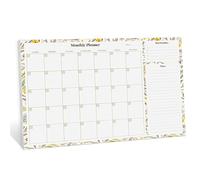 Rileys & Co Planner Mensile Scrivania, Monthly Planner Senza Date con 52 Fogli a Strappo, Fogli per Planning Mensile con Lista delle Cose da Fare, Cornice Decorata, 42 x 29 cm (Giallo Floreale)