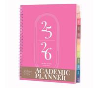 Rileys Planner 2024-2025 anno accademico, 18 mesi, agenda accademica settimanale e mensile, copertina flessibile, pagine per appunti, rilegatura a doppio filo (20 x 15 cm, rosa)