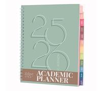 Riley's Planner 2025-2026, planner settimanale accademico 18 mesi, agenda settimanale e mensile, copertina flessibile, pagine per appunti, rilegatura a doppio filo (20,3 x 15,2 cm, verde)