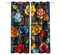 Rilievo Fiori Mattoni Tende Ombreggiatura da 2 Pannelli 85L x 200A CM,3D Stile Moderno Tenda,Lavabile in lavatrice Soggiorno Tende, Poliestere Isolamento Termico Protezione UV Tenda Con Occhiello