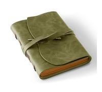 RILIHO Leather Journal Notepad, Small Notebook 4.8x6.5 Inches, Mini Journal, Retro Premium Planner, Lined Diary Vintage Style, Ideal for Women and Men, Artists, Travelers, Olive Green