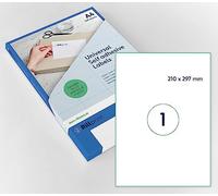 Rillprint - Etichette autoadesive autoadesive, 100 Etichette, 210 x 297 mm, 1 Etichetta stampabile in Formato A4 per Foglio, Multiuso, Bianco, indirizzo, spedizione Etichetta Adesiva per Stampante a