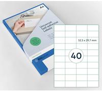 Rillprint Etichette multiuso, autoadesive, 4000 pezzi, 52,5 x 29,7 mm, 40 etichette adesive per foglio A4, stampabili e rimovibili, adesivi universali, 100 fogli, bianco