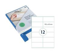 Rillprint Etichette multiuso, autoadesive, trasparenti opache, 300 pezzi, 105 x 48 mm, 12 etichette adesive per foglio A4, stampabili e rimovibili, adesivi universali per indirizzo, 25 fogli