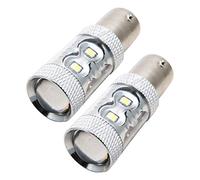 Riloer 1156 - Lampadina LED super luminosa, 6000 K, 12 V, con lente per proiettore, BA15S P21W, per backup, luci di retromarcia, luci di freno, fanali posteriori (confezione da 2)