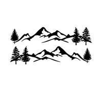 Riloer 2 pezzi di decalcomanie per modelli di montagne e alberi in PET per camioncino, camper, SUV, auto di grandi dimensioni, adesivi decorativi impermeabili universali, nero