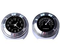 Riloer 2pcs 7/8 pollici orologio da manubrio moto e termometro orologio digitale impermeabile universale (nero)