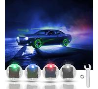 Riloer 4 Pezzi Luce Flash per Pneumatici, Luci Colorate a LED Solari per Pneumatici, Tappi per Valvole Pneumatici, Lampada Stroboscopica, Impermeabile, Quattro Modalità