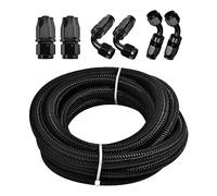 Riloer 8AN Nylon intrecciato Kit di guida carburante olio/gas/diesel/carburante rA*cc*ords terminale, nero intrecciato olio carburante rA*cc*ords tubo sottile olio adattatore Kit olio carburante tubo