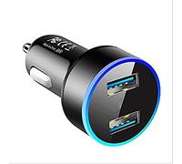 Riloer Caricabatteria da auto con display LCD 3.1A 12-24V Dual USB caricabatteria da auto adattatore presa accendisigari, nero